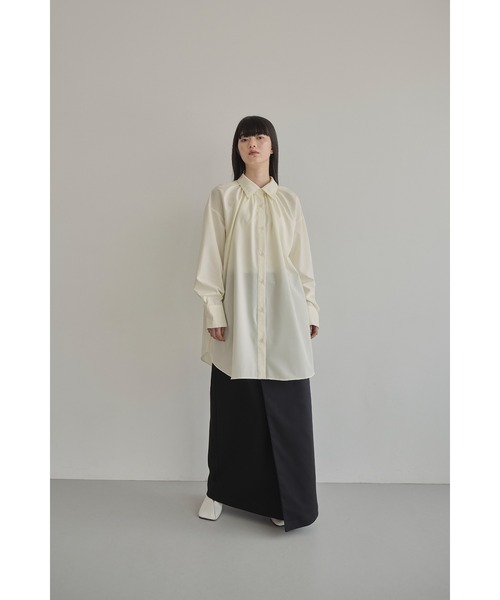 【Abor】ハイネックシャーリングオーバーシャツ Abor ブラウス シャツ 「Abor」ハイネックシャーリングオーバー