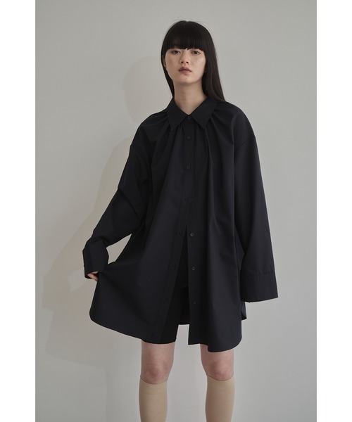 【Abor】ハイネックシャーリングオーバーシャツ Abor ブラウス シャツ 「Abor」ハイネックシャーリングオーバー