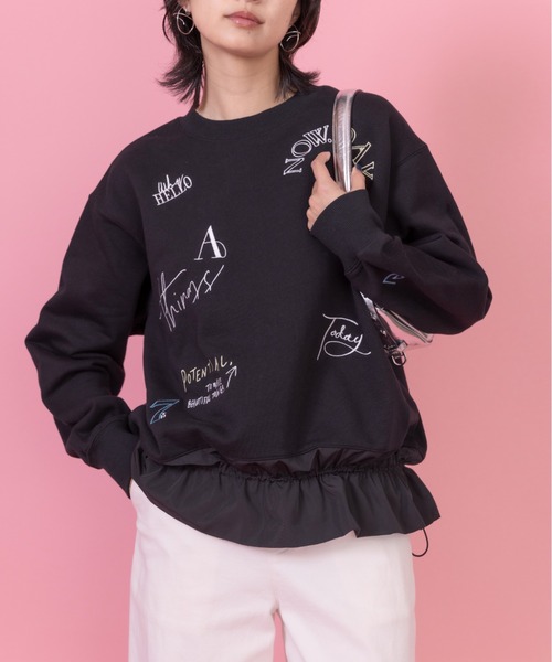 tシャツ テキストエンブロ裏毛プルオーバー レディース