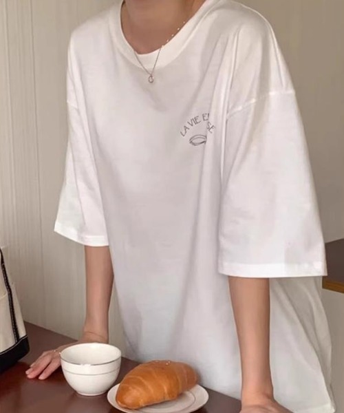 LACーVERT tシャツ LA VEI EN ROSEリボンTシャツ レディース