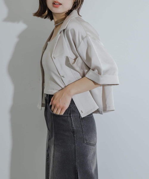 クロップドフレンチシャツ SENSE OF PLACE by URBAN RESEARCH ブラウス シャツ サテン