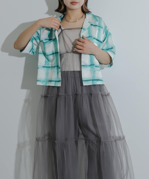クロップドフレンチシャツ Free Size_ホワイト [フレイ アイディー] クロップドフレンチ