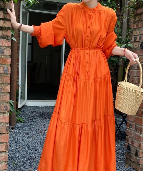 ワンピース orange N.s ワンピース ウエストマークティアードロングワンピース : ZOZOTOWN