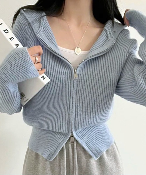Riff（リフ） ニット セーター ジップアップニットパーカー レディース