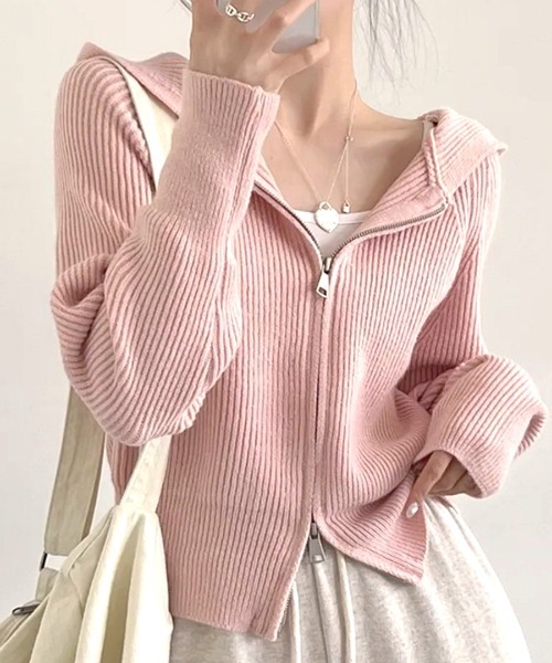 Riff（リフ） ニット セーター ジップアップニットパーカー レディース