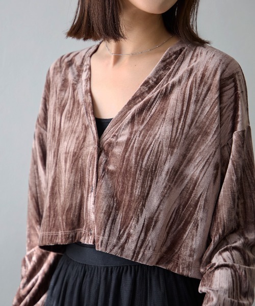 TRIANGLE PALETTE カーディガン ベロアカーディガン レディース