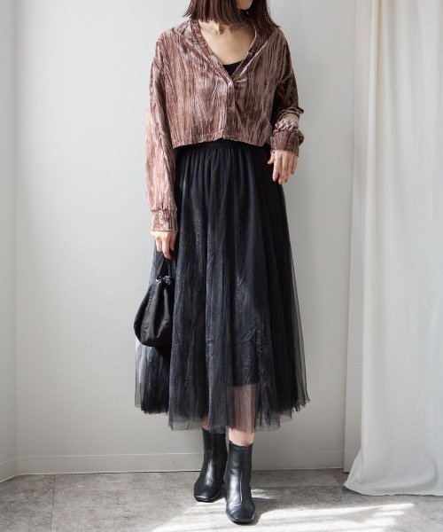 ベロアカーディガン　ベロアスカート　2点 ehka sopo｜前後2WAYベロアカーディガン | Rakuten Fashion(楽天