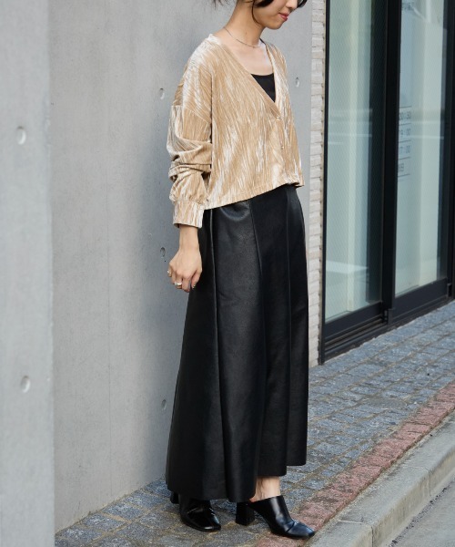 TRIANGLE PALETTE カーディガン ベロアカーディガン レディース