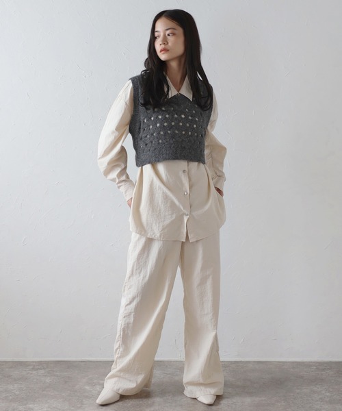 ENC ベスト ジレ V neck holed knit vest / Vネックホールニットベスト