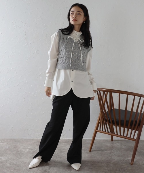 ENC ベスト ジレ V neck holed knit vest / Vネックホールニット