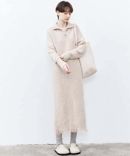 TAGEECHITA ワンピース・新品未使用 tageechita ワンピース 「tageechita」フリンジアクセント ツイード