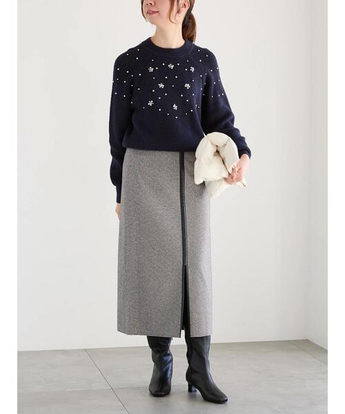 Te chichi（テチチ） ニット セーター フラワービジュー畦ニットプル