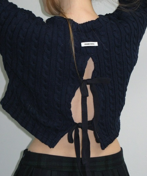 ニット セーター 「CRANK」RIBBON CABLE CROPPED KNITWEAR レディース