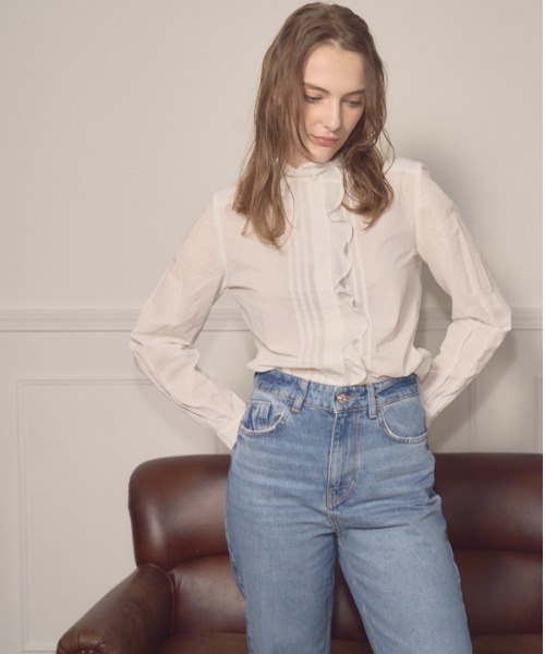 ブラウス シャツ Stand frill blouse スタンドフリルブラウス レディース