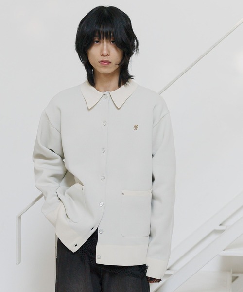 カーディガン 「UNISEX」プレートニットシャツカーディガン レディース メンズ