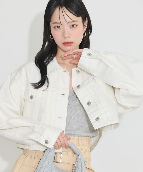 Earth　デニムジャケット　レディース　男女兼用　Ｌサイズ　ライトブルー earth music&ecology デニムジャケット gジャン ショートデニム