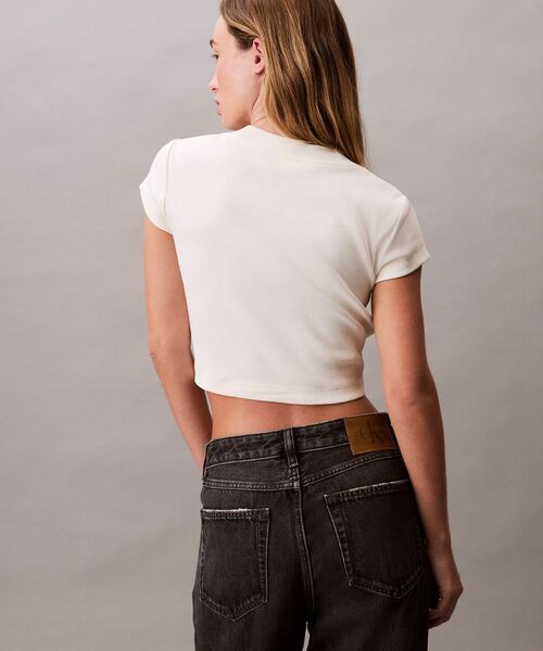 tシャツ モノグラム ベイビーTシャツ レディース Calvin Klein tシャツ モノグラム ベイビーTシャツ レディース