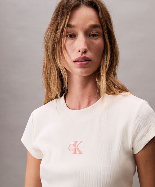 Calvin Klein tシャツ モノグラム ベイビーTシャツ レディース