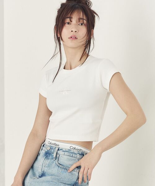 Calvin Klein tシャツ モノグラム ベイビーTシャツ レディース