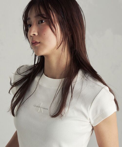 Calvin Klein tシャツ モノグラム ベイビーTシャツ レディース