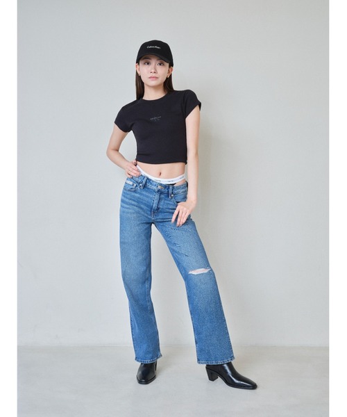 tシャツ モノグラム ベイビーTシャツ レディース Calvin Klein tシャツ モノグラム ベイビーTシャツ レディース