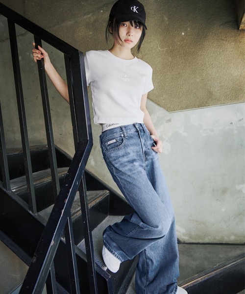 Calvin Klein tシャツ モノグラム ベイビーTシャツ レディース