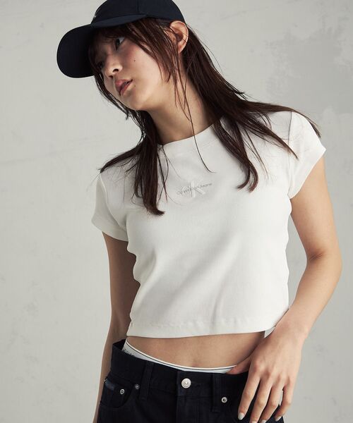 Calvin Klein tシャツ モノグラム ベイビーTシャツ レディース