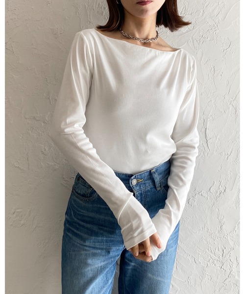 トップス Hana She's Closet tシャツ 長袖ボートネックロンTカットソー/ワン