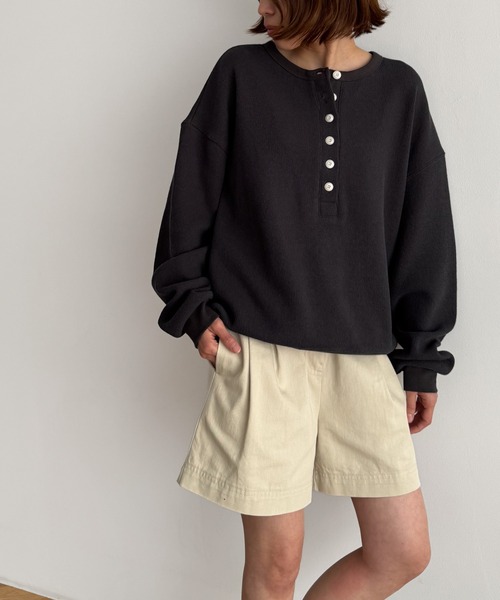 新着商品 JEAN CANAL tシャツ レディース カルゼヘンリーロンT mar El トップス