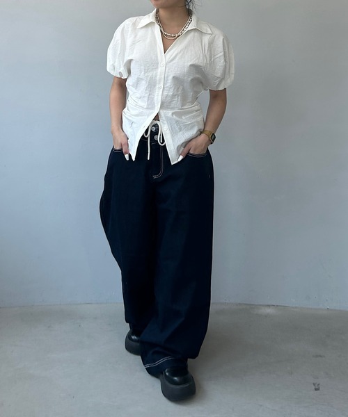 ブラウス シャツ パフスリーブ サイドギャザーシャツ FX25S033「Fano