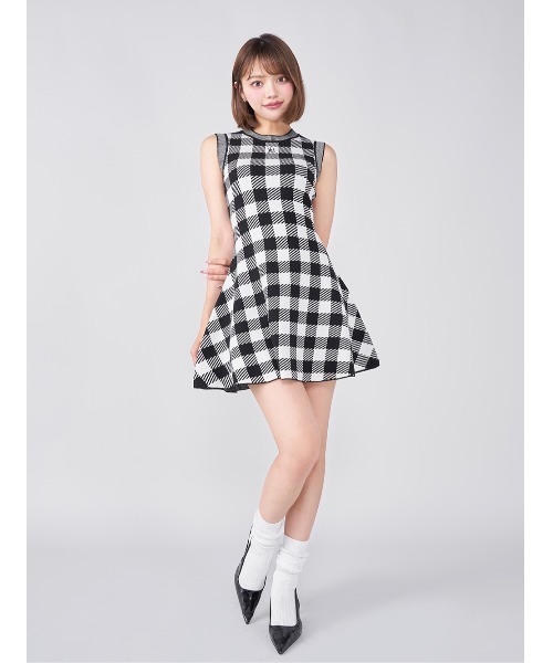 Darich DRロゴギンガムニットミニワンピース 新品未使用 Darich ワンピース DRロゴギンガムニットミニワンピース