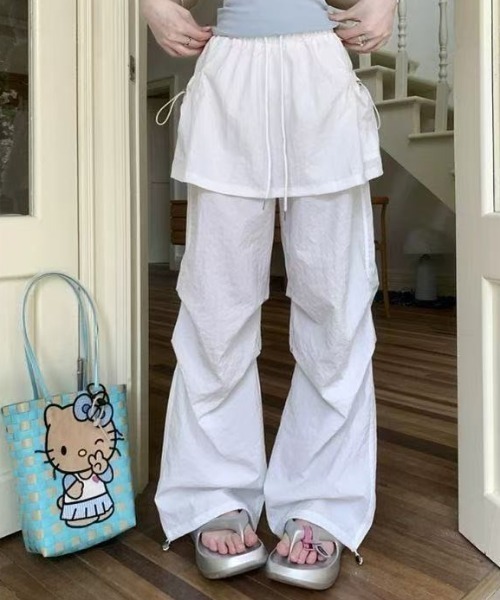 AsRiRe カーゴパンツ レイヤード風ワークスカートパンツ