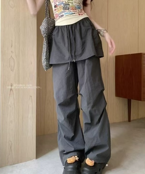 AsRiRe カーゴパンツ レイヤード風ワークスカートパンツ レディース