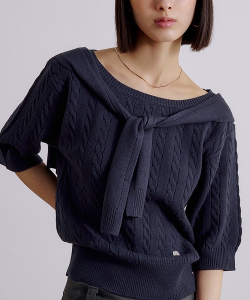 MUHET（ミュエータ） tシャツ 半袖 cable knit t-shirt / ケーブル