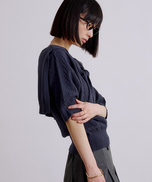 MUHET（ミュエータ） tシャツ 半袖 cable knit t-shirt / ケーブル