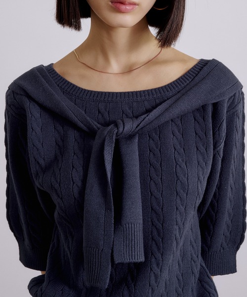 MUHET(ミュエータ) tシャツ 半袖 cable knit t-shirt / ケーブル MUHET(ミュエータ) tシャツ 半袖 cable knit t-shirt / ケーブル