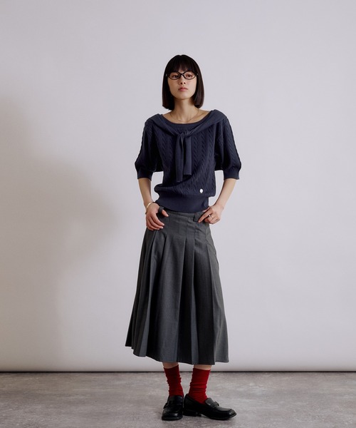 MUHET（ミュエータ） tシャツ 半袖 cable knit t-shirt / ケーブル