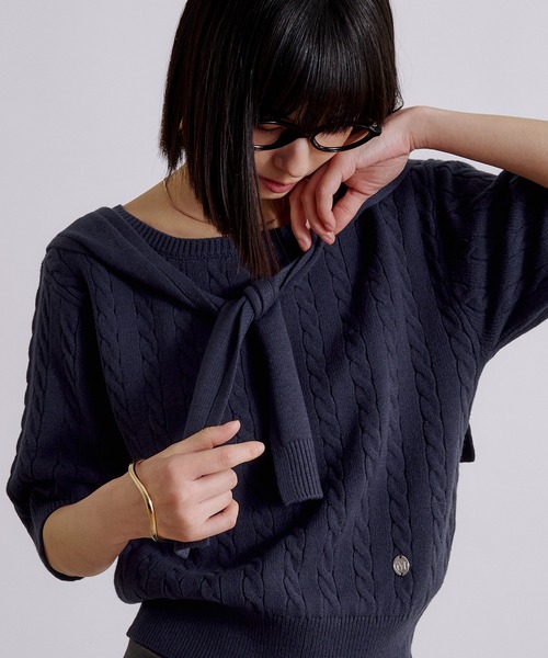 MUHET（ミュエータ） tシャツ 半袖 cable knit t-shirt / ケーブル