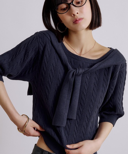 MUHET（ミュエータ） tシャツ 半袖 cable knit t-shirt / ケーブル