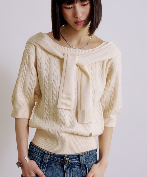MUHET（ミュエータ） tシャツ cable knit t-shirt / ケーブルニットT