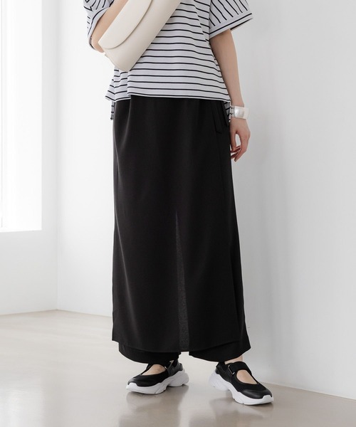 パンツ aaaaa Elura パンツ サラサラリラクシーナロー風パンツ「低身長サイズ