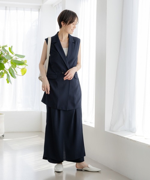 Elura パンツ サラサラリラクシーナロー風パンツ「低身長サイズ