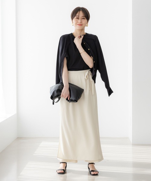 パンツ aaaaa Elura パンツ サラサラリラクシーナロー風パンツ「低身長サイズ