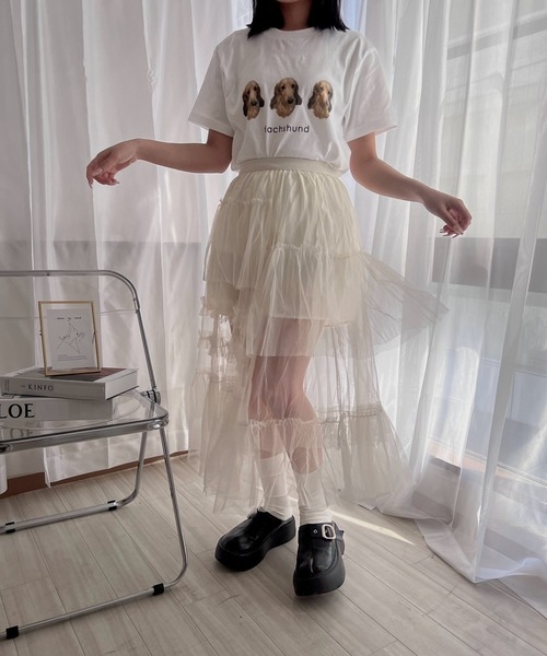 ロング スカート シースルーチュールロングスカート : ZOZOTOWN Yahoo
