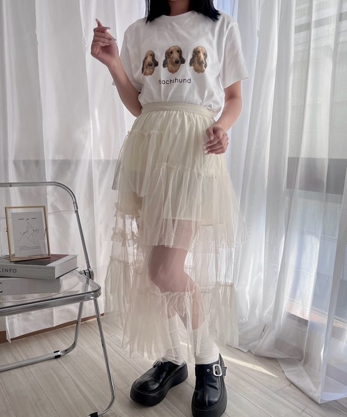 シースルー チュール ロング スカート ティアード スカート シースルーチュールロングスカート : ZOZOTOWN Yahoo