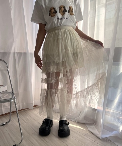 スカート シースルーチュールロングスカート : ZOZOTOWN Yahoo