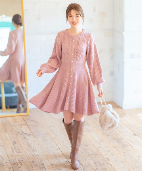 【未使用】フィフィ&ロメオ カシミヤ混　パールニットワンピ ピンクSS WILLSELECTION（ウィルセレクション） ニットワンピース MEDIUM ピンク