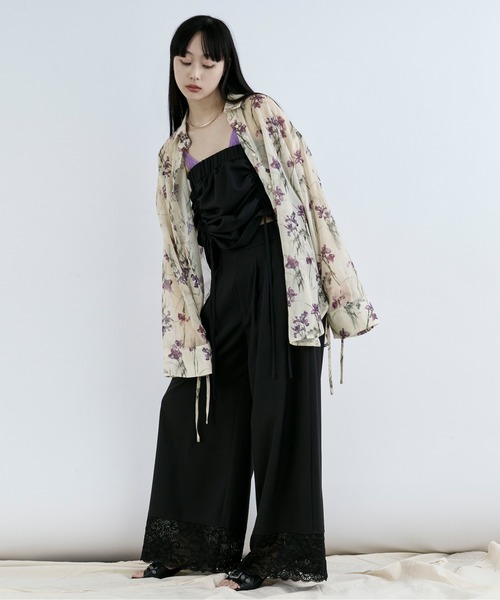 ブラウス シャツ LACE LACE シャツ レディース メンズ Lace Ladies ブラウス シャツ 立ち襟レース 半袖ブラウス