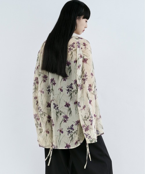 即日発送☘️shizさま専用 Ezick ブラウス シャツ Lace up フラワーシアーシャツ
