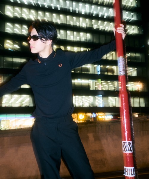 FRED PERRY ブラック 長袖 ポロシャツ L FRED PERRY 「FRED PERRY」 長袖ポロシャツ L ブラック系その他